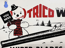 Vintage Original Trico Wiper Blade Sign Snowman Winter Graphic Rare Sign Gas Oil picture