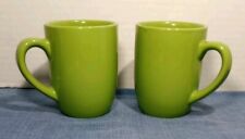 Vintage Pair of Royal Norfolk Solid Green Porcelain Mugs Dwasher & Microw Safe picture