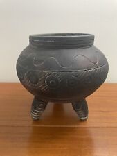 Beautiful Handmade VTG Mexico Detailed Tri Footed Pot picture