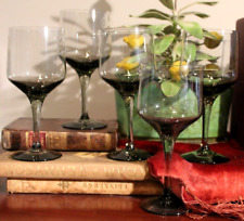Orrefors Rhapsody Smoke Claret Wine Glass Set of Five Signed 6 1/8