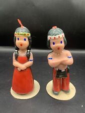 PAIR OF VINTAGE GURLWY NATIVE  AMERICAN INDIAN  CANDLES- BOY &  GIRL picture