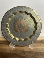 Vintage Brass Peacock Wall Plate 8” picture
