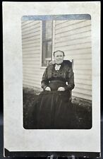 1904-1918 AZO RPPC Of Elderly Woman Wearing Dress & Sitting In Chair picture