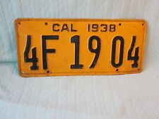 1938 - CALIFORNIA - LICENSE PLATE - CAL 4F 19 04 picture
