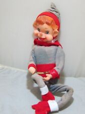 Vintage Christmas Japan Lrg Wind Up Cute Elf Knee Hugger Moves Jingle Bells 14