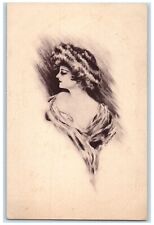 1909 Pretty Woman Curly Hair Cobb Shinn Signed Munith Michigan MI Postcard picture