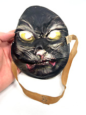 UNUSUAL vtg Black Cat Halloween Mask weird witch trick or treat picture