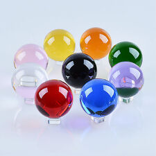 LONGWIN 50MM Colorful Crystal Ball Meditation Glass Sphere Photo Prop Free Stand picture