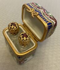vintage Limoges France Peint Main Porcelain Trinket Box Jeweled Perfume Bottles picture