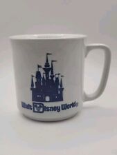 Vintage Walt Disney World Castle Mug Cup White Blue Japan Ceramic 12 Oz picture