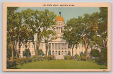 Postcard Augusta, Maine, The State House, Linen A636 picture