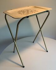 Vintage 1950’s METAL FOLDING TV TRAY TABLE 18” X 14” X 24” Tall Clean Very Good picture