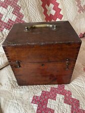 Antique Oak Box with Lovely Dow Tailed Corners and Brass Handle picture