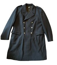 Mens Swedish Army Military Blue Wool Trench Coat Pea Coat Jacket Vtg 1962 E 112 picture