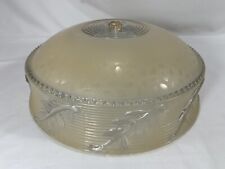 Vintage Victorian Clear & Beige Frosted Glass Ceiling Light Shade Fixture Cover picture