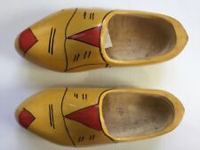 Vtg 1960s A.W.G. OTTEN Dutch Wooden Shoes Clogs Yellow Red 26 Netherlands picture