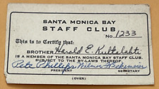 VTG 1968 SANTA MONICA BAY MASONIC STAFF CLUB MASON MEMBERSHIP BENEFICIARY CARD picture