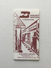 Burlington Northern Timetable Suburban October 5, 1981 picture
