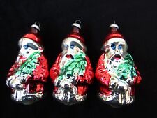 Christmas Ornaments Vintage Glass Santa Shape Lot 3 Made West Germany 3 inch picture