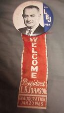 Large LBJ All the Way Inauguration Ribbon & Pin 1965 picture