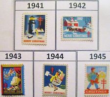 Christmas Seals of the World War 2 Era Set of 5 MNH 1941 1942 1943 1944 & 1945 picture