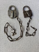 2 antique railroad locks ca. 1905. 1 is RY.EX.AGY 2nd lock is stamped CB & QRR picture