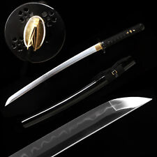 Hand Polished Katana Wakizashi Clay Tempered T10 Steel Japanese Samurai Sword picture