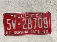 1968 69  Vintage FLORIDA License Plate Car Tag Collect SUNSHINE STATE Original picture