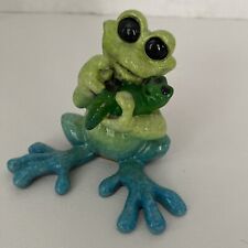 Kitty's Critters Frog Figurine With Baby  “Coochie Coo” Green, Turquoise 2 In picture