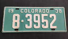 1938 Colorado License Plate Tag 8-3952 picture