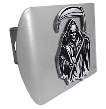 METALHEAD GRIM REAPER ON BRUSHED CHROME USA MADE HITCH COVER picture