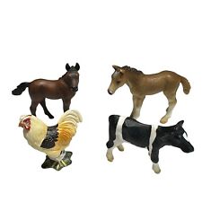 Vintage Lot Of 4 Schleich Mini Farm Animals - Horses Cow Rooster  picture