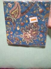 VTG NOS American Greetings Corp 16 Luncheon NAPKINS PAISELY FLORALS COBALT BLUE picture