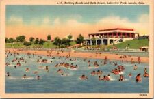 Bathing Beach and Bath House, Lakeview Park, Lorain, Ohio,  Swimmers, A-302-624 picture