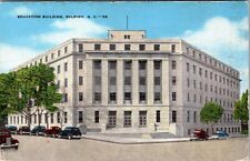Raleigh, NC Education Building Cars Vintage Linen Postcard y22 picture