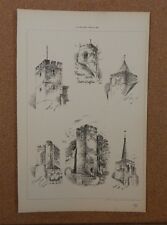 Antique Architects print church Towers of East Anglia The Builder 1889  picture