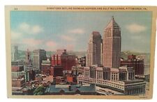 Downtown Skyline Showing Koppers And Gulf Buildings, Pittsburgh PA Vtg Postcard picture