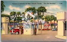 VINTAGE POSTCARD ENTRANCE TO THE ORLANDO AIR BASE IN FLORIDA POSTED 1946 picture