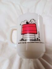 Vintage Fire King Snoopy Allergic to Mornings Milk Glass Coffee Mug 1958 Schultz picture