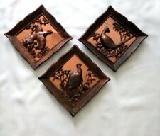 1963 Coppercraft Guild Three Copper 3-D Bird Wall Hangings Pheasants       HG12  picture