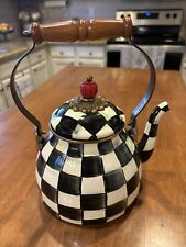 Mackenzie-Childs Courtly Check Enamel Kettle, Decorative Teapot, 2-Quart picture