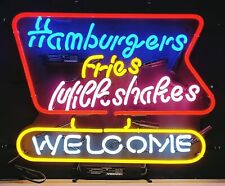 HAMBURGERS AND FRIES Neon Light Sign For Shop Eco friendly Wall Decor 24