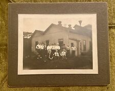 Antique Boarded Photo Occupational Group of Men Holding Wheat? Cane? Outdoors picture