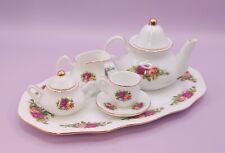 Royal Albert Old Country Rose Miniature Tea Set Oval Tray Teapot Creamer Sugar picture
