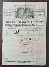 1899 Thomas Wallis & Co., Drapers, Holborn Circus, London Invoice picture