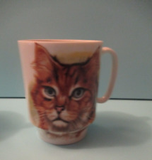 Coffee Mug Cup Orange Tabby Cat Green Eyes Kitty 8 oz Hand Painted Vintage Japan picture