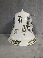 Christmas Scene Bell Porcelain Musical Bell 8” Tall picture