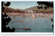 c1950's Bathing Boat Riding at Morito Beach Hayama Japan Vintage Postcard picture