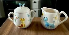 Vintage Enesco Japan Poodle & Butterfly Sugar and Creamer Set picture