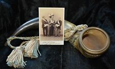 Antique C. 1900 German Bavarian Ceremonial Drinking Horn with Rare Photo picture